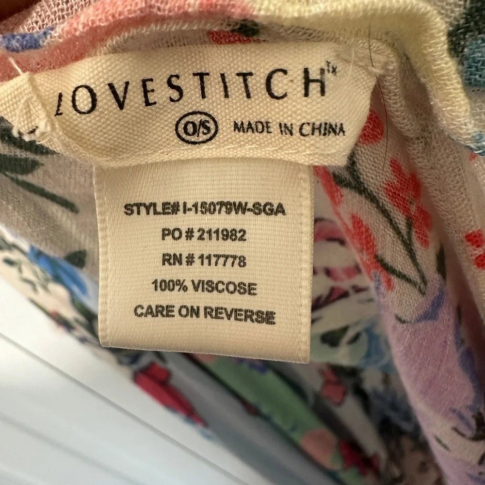 Lovestitch Kimono OS Multicolor Floral Mixed Print Open Front Duster Festival